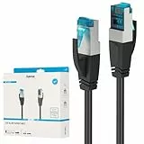 Hama Cat 6a Netzwerkkabel 10m, Gigabit Ethernet bis zu 10 Gbps (RJ45 Lankabel, S/FTP doppelt geschirmt, verdrillte Datenpaare, Knickschutz, schlanke Stecker, Ethernetkabel mit robustem Kabelmantel)