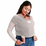 Sleepy Wrap Babytragetuch - Anschmiegsames & Einfach zu Bindendes Tragetuch Baby Neugeboren bis 15 kg, Waschbar, Leicht & Atmungsaktiv (Hellgrau)
