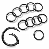 YUXIANLB 10 Stück O Ringe Schlüsselanhänger Trigger Metallfeder 1,25 Zoll Schwarzer Runder Karabinerhaken Clip für Schlüsselringe Schnallentasche Geldbörse DIY Zubehör Federring Handtasche Basteln