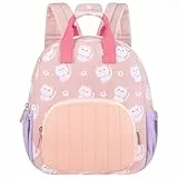 GAGAKU Kinderrucksack Mädchen für 2-5 Jahre 30cm Baumwolle Kindergartenrucksack Mini Tagesrucksack Reisetasche mit Brustschnalle Kleinkind Rucksack - Rosa Katzen