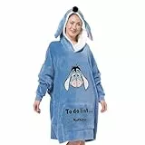 United Labels Disney I-Aah Esel Oversize Hoodie Decke mit Ärmeln und Kapuze für Damen, Blau, Kuschelpullover Einheitsgröße, Flauschiger Deckenpullover