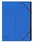 Exacompta 540702E Premium Ordnungsmappe geheftet. Aus extra starkem Colorspan-Karton DIN A4 7 schwarze Fächer und 2 Gummizüge mit Organisationsdruck Ringmappe Register-Mappe blau