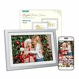 Frameo Digitaler Bilderrahmen Silber WLAN 10.1 Zoll Elektronischer Bilderrahmen, 32GB Speicher, 1280 * 800 HD IPS Touch Display, Fotos Videos über Frameo APP Teilen, Geschenke für Frauen Männer