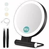 B Beauty Planet Kosmetikspiegel mit Beleuchtung, 30 fache/1-fach Doppelseitige Tischspiegel,3 Farblichter, DimmbarerSchminkspiegel,Reisen Kosmetik Spiegel mit Beleuchtung