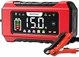 NEXPEAK NC215 15A Autobatterie Ladegerät, 12V 24V LiFePO4 Blei-Säure Tragbares Autobatterieladegerät 9-stufiges Intelligentes Batterieladegerät für Auto, LKW, Motorrad, Rasenmäher, Boot, Marine