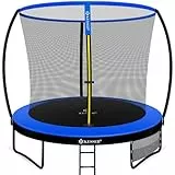 KESSER® Trampolin Ø 244 cm | TÜV Rheinland GS Zertifiziert | Gartentrampolin für Kinder bis 150 kg | Komplettset mit Sicherheitsnetz, Leiter, Randabdeckung, Seitentasche und Zubehör