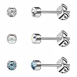 Artskin Damen Ohrstecker Titan Mädchen Ohrringe Hypoallergen Kristall Herren Ohrringe 4mm Silber Geburtstags geschenke (4mm, Silver(001+209+229))