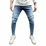 Generisch Jeans Herren Stretch Jeans Skinny Jeanshose Tapered Leg Hose Slim Fit Jeanshosen Washed für Männer