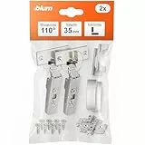 BLUM 2x CLIP top Möbelscharnier 110° I Topfscharnier 35mm I separat montierbare CLIP Kreuzmontageplatte, 0mm Distanz | 3D Seiten-, Höhen- und Tiefeneinstellung | vernickelt | Eckanschlag