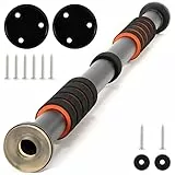 MAXXIVA® Klimmzugstange für Türrahmen silber Griffe stufenlos einstellbar 63-100 cm für Workout Kraftübungen Bodybuilding Reckstange (schwarz-orange)