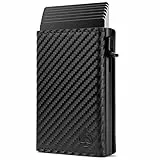 CARD Nine! Magnet Kartenetui - Premium Slim Wallet - Geldbörse mit RFID-Schutz - Portemonnaie für Damen & Herren - Geldbeutel mit Magnetverschluss (Carbon, Mit Münzfach)