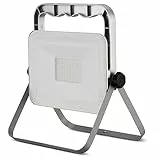 REV MIRANO LED Strahler - Arbeitslampe IP65 klappbar, Baustrahler 30W, 2700lm, 6500K, Zuleitung 180cm, silber