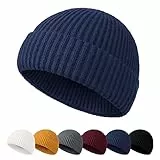 NEOLA Beanie-Mütze für Herren – Angler-Beanie, Trawler, Strickmütze mit Bündchen, Wintermütze, Scheitelkappe, Geschenk für Herren, navy, M/L