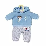 Dolly Moda Sport-Outfit mit blauem Kapuzenpulover mit grauer Hose für 43 cm große Puppen, 871324 Zapf Creation