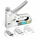 Bamda Handtacker, 3 In 1 Robuster Leistungsstarker Holztacker mit 1200 Klammern, Tackerpistole für Holz, Tischlerei, Dekoration, Kabelbefestigung