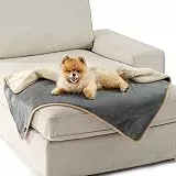 LE SURE wasserdichte Hundedecke kleine Hunde - 80x60cm Outdoor Hundedecke waschbar, Hundedecke Sofaschutz aus Sherpa Fleece, Katzendecke flauschig und weich, Grau
