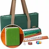 Yellow Mountain Imports American Mahjong Set, Huntington with 166 Melamine Mahjong Tiles, Mineral Green Soft Case - 4 All-in-One Racks with Pushers, Scoring Coins, Dice, and Wind Indicator