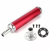 Exhaust Muffler-Auspuffschalldämpfer Edelstahl, Auspuffschalldämpfer Schalldämpfer 20 Mm/0,8 Zoll Modifizierte Teile Für 2-Takt-Motorrad(Rot)