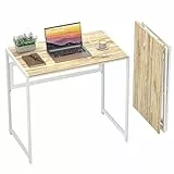 GreenForest Klapptisch Montagefrei 80x48 cm, Leichter Schreibtisch für Homeoffice, Büro & Garten, Platzsparend für Kleine Räume, Beige