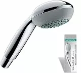 hansgrohe Crometta 85 - Duschkopf, Handbrause mit 2 Strahlarten, runde Duschbrause (⌀ 85 mm), Brausekopf mit Antikalk-Funktion, Chrom