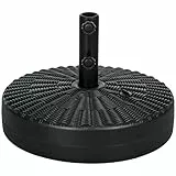 Outsunny Sonnenschirmständer bis 29kg befüllbar Rund Schirmständer mit Rattan-Optik Schirmhalter, Schirmgewicht, Ständer für Sonnenschirm 38/48mm Rohrdurchmesser, für Balkon, Terasse, Schwarz