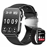 Smartwatch Herren Damen, 1,91'' HD Touch Fitnessuhr mit LED Taschenlampe & Bluetooth Anrufe, 100+ Sportmodi Fitness Tracker mit SpO2-Schlaf-Schrittzähler-2 Armbändern, IP68 Wasserdicht für iOS Android