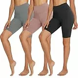 TNNZEET 3er Pack Radlerhose Damen High Waist Shorts Kurze Sporthose Blickdicht Sommer Leggings Unter Kleider für Sport Yoga,Schwarz/Hautfarbe/Hellgrau,S-M