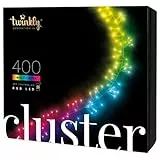 Twinkly Cluster 400 LED RGB, Dichte LED-Lichterkette, Smarte LEDs für Drinnen und Draußen, Kompatibel mit Alexa und Google Home, Gaming-Lichter, IP44, App-Steuerung, Schwarzes Kabel, 6m