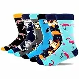MAKABO Bunte Lustige Herren Socken, 6 Paar Neuheit Tier Motiv, 43-46