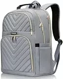 Kuosdaz Rucksack Damen 15.6 Zoll, Schulrucksack Mädchen Teenager, mit USB Ladeanschluss für Lapptop Arbeit Wasserdichter Rucksack, Uni-, Reise-, Geschäfts-, Alltags-, Frauen, Schule, Grau