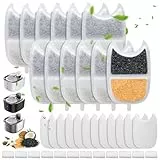 Kigniote 12 Packung Filter Katzenbrunnen für FEELNEEDY 4L Trinkbrunnen für Katzen (YPD-C004), 12 Filter Trinkbrunnen Katzen & 12 Vorgefilterte Schwämme & 12 Schwämme für Wasserpumpe