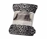 Gözze - Erstklassige Kuscheldecke, Cashmere Feeling, Hohes Stoffgewicht 500 g/m², 150 x 200 cm - Schneeleopard, Silber