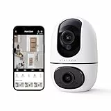 virtavo Überwachungskamera Innen 2MP, 24/7 WiFi, WLAN Dual Lens Kamera Überwachung Innen mit 360° PTZ, Auto Tracking Bewegungserkennung,Farbnachtsicht, 2-Wege-Audio für Baby Haustier Wohnung