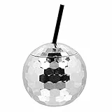 Boland - Discokugel Becher mit Strohhalm, 550 ml, Trinkbecher für Party oder Gartenfeier, Partybecher mit Trinkhalm, Plastikbecher, Partygeschirr