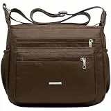 FAVORTALK Handtasche Damen Mittelgroß Umhängetasche Damen Leichte Crossbody Bag mit Mehreren Taschen Wasserdicht Umhängetaschen Verstellbarer Breitem Freizeit für Einkaufen Reisen B44105 Braun