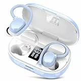 Bluetooth Kopfhörer Sport, 2025 Kopfhörer Kabellos Bluetooth 5.3, ENC Noise Cancelling Mic, 128Std, HiFi Stereo Tiefer Bass Wireless Earbud, IPX7 Wasserdicht in Ear Ohrhörer mit Ohrhaken, LED-Anzeige