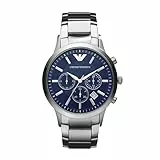 Emporio Armani Herrenuhr , Chronographenwerk, 43mm Silber / Stahl Edelstahlgehäuse mit einem Edelstahlarmband, AR2448