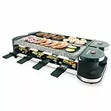 Korona 45071 Drehbares Raclette | Raclette für 8 Personen | Antihaft-Grillplatte | Naturstein | Extra langes Kabel | Inkl. Zubehör, Schwarz