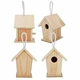 Keenso 4st Mini Hängende Holzvogelhaus Nester Käfigverzierung für Gartenbalkon mit Flugzeugholzmaterial
