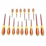 HELEVIA Isolierter Elektrischer Schraubendrehersatz mit Gepolstertem Griff, Hochbeständigem Chrom-Vanadium-Material, Verschiedenen Größen und Typen, Ideal für Profis und Enthusiasten