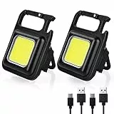 URAQT Mini LED Arbeitsleuchte,2 Stück COB Schlüsselanhänger Taschenlampe 4 Lichtmodi 800 Lumen Wiederaufladbare Inspektionsleuchten mit Flaschenöffner Magnetfuß für Camping Auto Reparatur Wandern