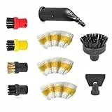 10 Stück Dampfreiniger Zubehör Set für Kärcher, Rundbürsten + Verlängerte Düse + Mikrofaserbezüge, Kompatibel mit Kärcher SC1 SC2 SC3 SC4 SC5 SC7 CTK10 Dampfreiniger Ersatzteile