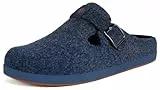Sisttke Hausschuhe Damen Herren Filzpantoffeln Unisex Winter Geschlossen Bequeme Pantoffeln mit Wechselfußbett,Dunkel Blau,43 EU
