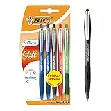 BIC Atlantis Soft Druckkugelschreiber, mittlere Spitze (1,0 mm), verschiedene Farben, 5 Stück