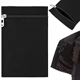 BENECREAT 2 Packung Eingenähte Seitentaschen Mit Reißverschluss Canvas Stoff Schwarz Versteckte Tasche Für Jacken Sweatshirts Reisezubehör 18.8x12.5x0.3cm