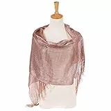 Damen Abend Wrap Stola Schal Elegant für Hochzeit, Partys, Brautjungfer, Prom Schal Damen Lange Schal Geschenk Mode Shinning Leichte Reizende Quaste Schals iSpchen Rose Gold EINWEG