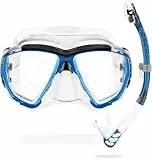 CRESSI Big Eyes+Alpha Ultra Dry Combo Clear/Azure - Combo Set Maske + Schnorchel UD zum Tauchen und Schnorcheln, Transparent/Hellblau, Einheitsgröße, Erwachsene