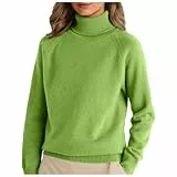 sweatshirt damen ohne kapuze blau Pullover Winter Warm Rollkragenpullover Weich Bequem Langarmpullover Frauen Winterpullover Stehkragen Strickpulli Langarm Rolli Sweater damen pullover elegant
