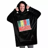 Marvel Übergroße Hoodie Decke Herren Kapuzenpullover Avengers (Schwarz)