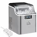 HOMCOM Eiswürfelmaschine, Ice Maker Edelstahl 24 Eiswürfel in 14-18 Min., 20kg/24h, 3,2L Wassertank, Selbstreinigend Eiswürfelbereiter mit 2 Arten der Wasserbefüllung, für Küche, Büro, Party, Silber